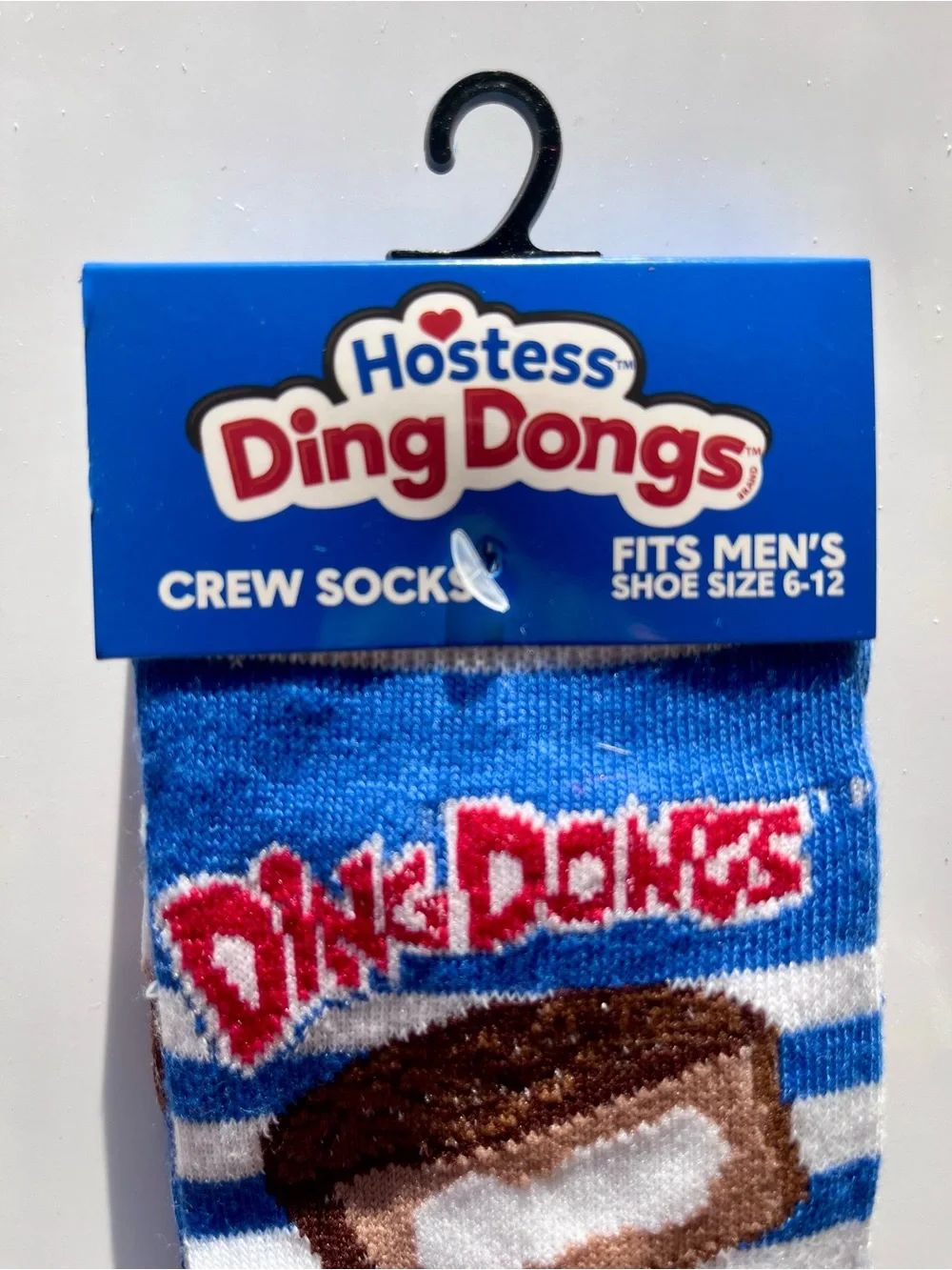 Hanes Blue Crew Socks with Ding Dongs Snack Design